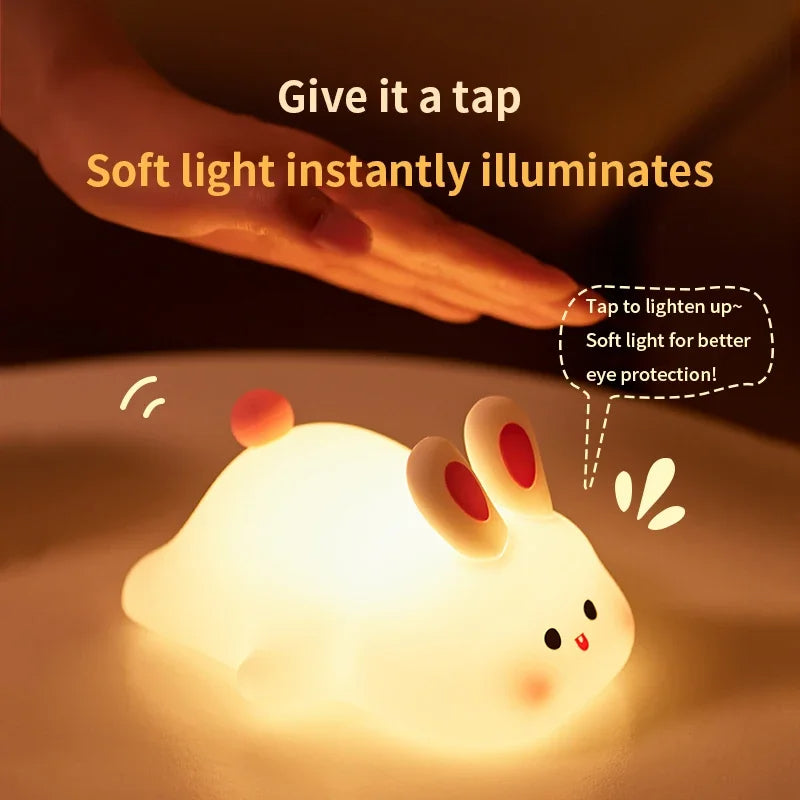 Cute Rabbit Silicone Lamp – Soft Touch Night Light for Kids & Home Decor