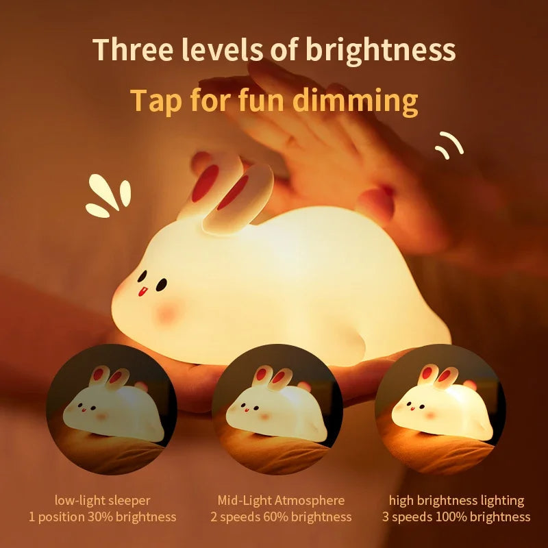 Cute Rabbit Silicone Lamp – Soft Touch Night Light for Kids & Home Decor
